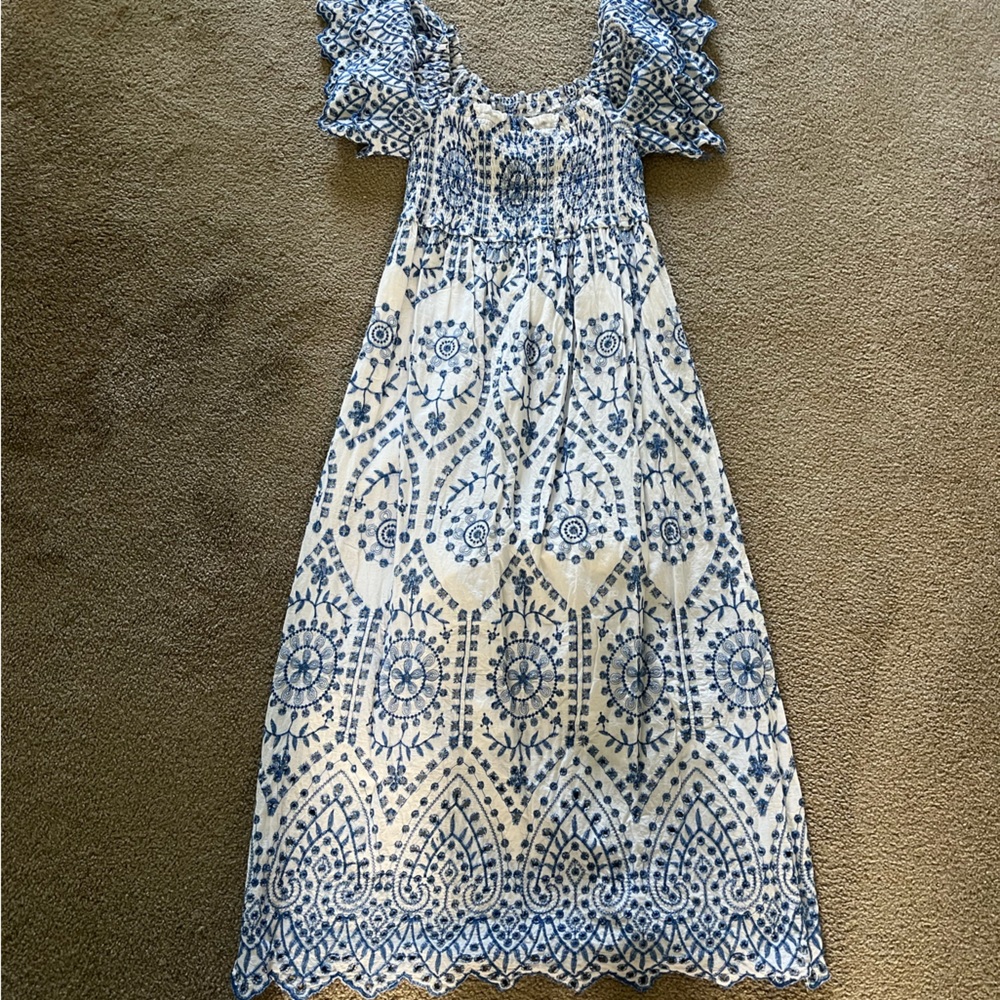 See and Be Seen Embroidered Lace Detail Midi Dress